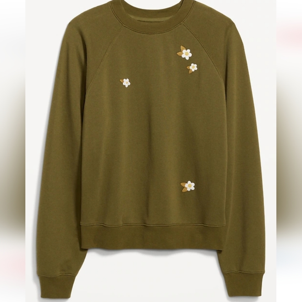 Olive Green Floral Women's Sweater, XL Tall,.New